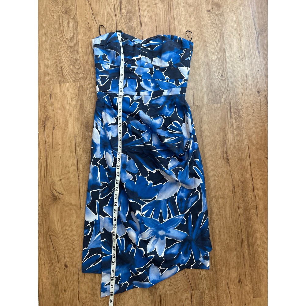 Michael Kors Collection Silk Strapless Floral Midi Dress Blue Designer Luxury - Picture 9 of 11